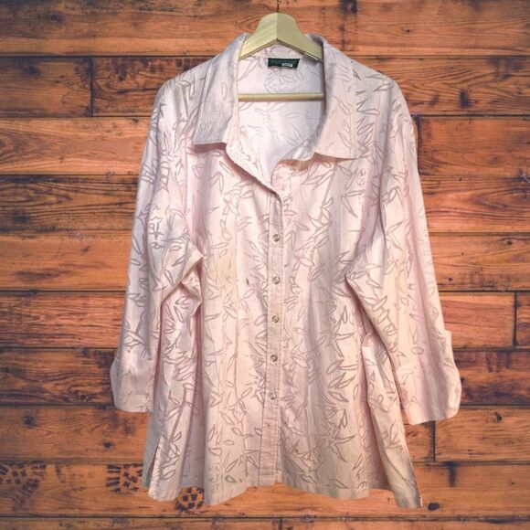 5 for $25🔥Harve Benard Linen Blend Button Front Shirt 3X - Picture 1 of 6
